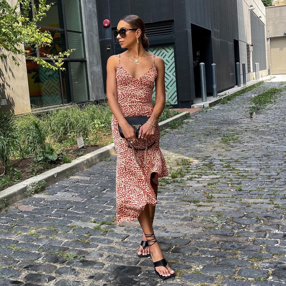 Midi Leopard print red dress